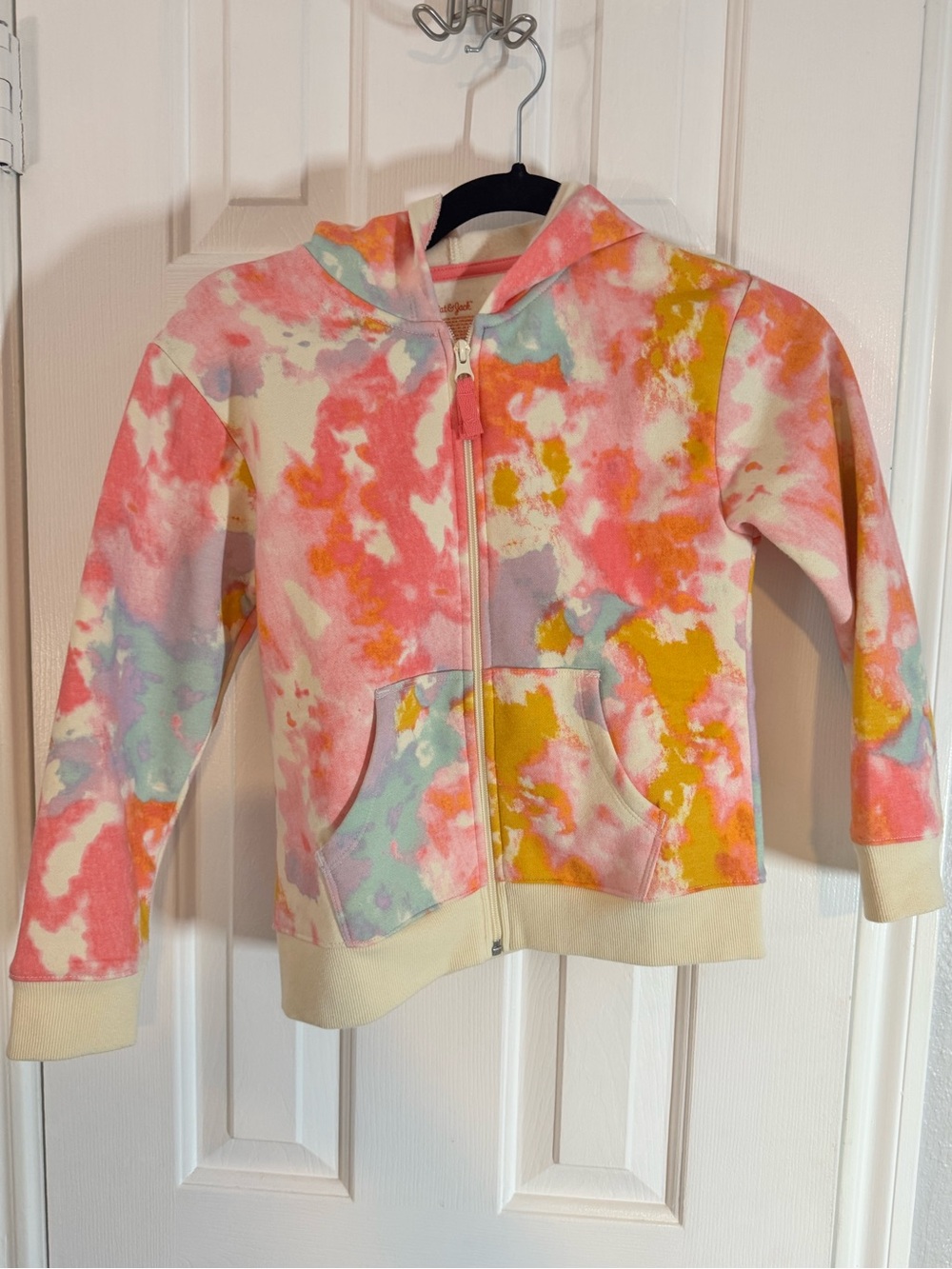Cat & Jack Girls' Pastel Tie-Dye Zip Hoodie - girls medium 8